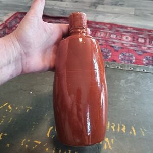Vintage Lancers Ceramic Vase Red Brown Wine Bottle Art Pottery Portugal 1970s